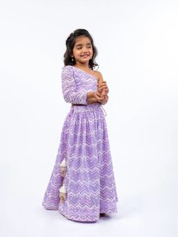 JILMIL - One Shoulder Purple Georgette Lehenga Choli