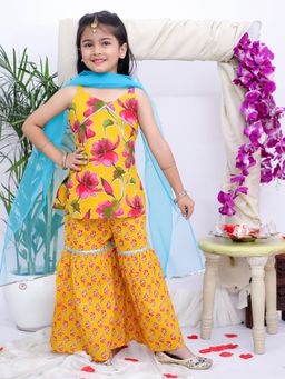 KID1 - Backless Kurti With Sharara & Dupatta