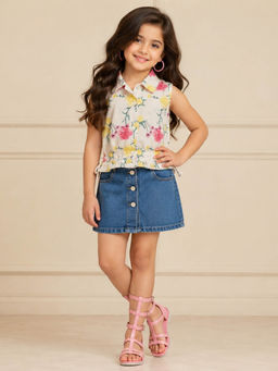 The Magic Wand - Woven Sleeveless Floral Printed Waist Gathered Top