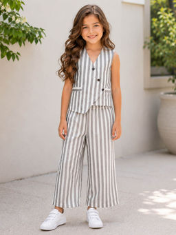The Magic Wand - Cotton Woven Sleeveless Striped Printed Co-Ord Set