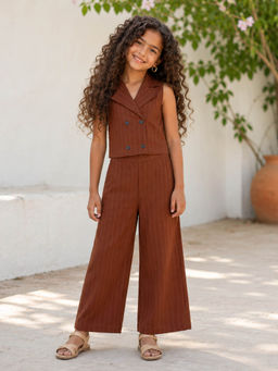 The Magic Wand - Woven Sleeveless Textured Stripe Waistcoat Co-Ord Set