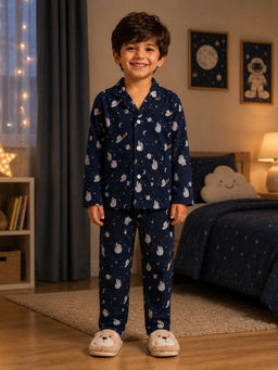 The Magic Wand - Cotton Woven Full Sleeves Space Themed Coordinating Shirt With Pyjama