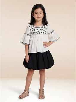 ZONE - Blair Girls Embroidered Cotton Top With Skirt