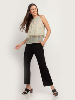 Zink London - Womens Green Printed Top