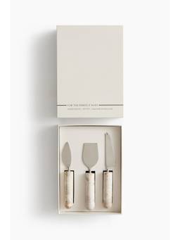 H&M - Beige 3-Piece Marble Cheese Knife Set