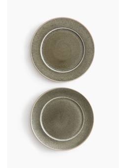 H&M - Green 2-Pack Dinner Plates In Stoneware