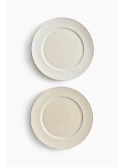 H&M - White 2-Pack Dinner Plates In Stoneware