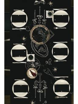 H&M - Black Embroidered Tablecloth