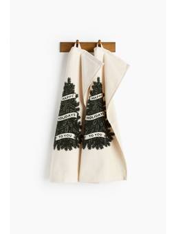H&M - White 2-Pack Christmas-Motif Guest Towels
