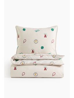 H&M - Beige Patterned Duvet Cover Set