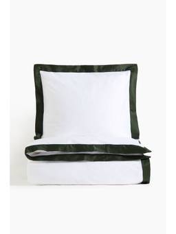 H&M - White Cotton Sateen Single Duvet Cover Set