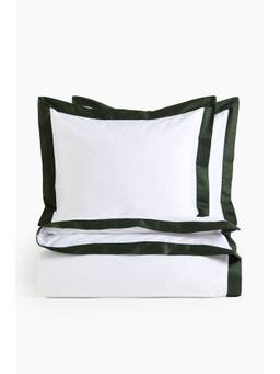 H&M - White Cotton Sateen Double/King Duvet Cover Set