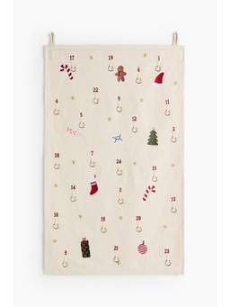 H&M - Beige Embroidered Hanging Advent Calendar