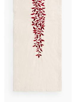 H&M - Beige Embroidered Linen-Blend Table Runner