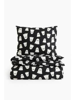 H&M - Black Patterned Duvet Cover Set