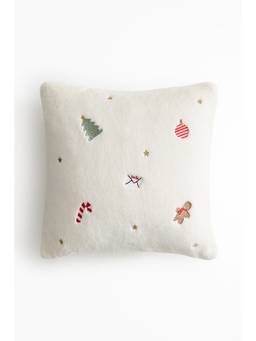 H&M - White Embroidered Cushion Cover