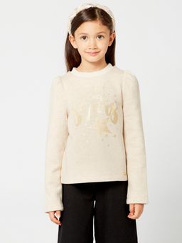 One Friday - Beige Solid Sweat Shirt