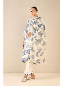 Shivani Bhargava - Blue Floral Kurta with Pant and Dupatta (Set of 3)