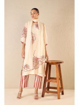 Shivani Bhargava - Red Embroidered Kurta with Pant and Dupatta (Set of 3)