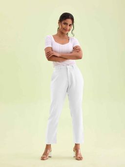 Go Colors - Women's White Crepe Pant