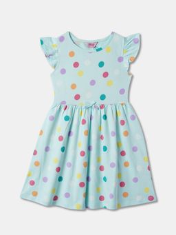 R&B - Blue Polka Dots Knee Length Dress