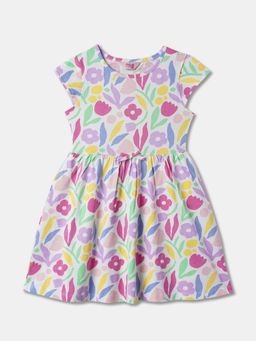 R&B - White Floral Knee Length Dress