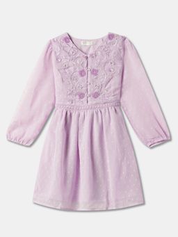 R&B - Lavender Embroidered Knee Length Dress
