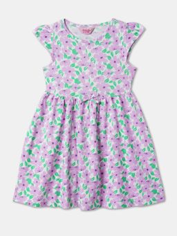 R&B - Purple Floral Knee Length Dress