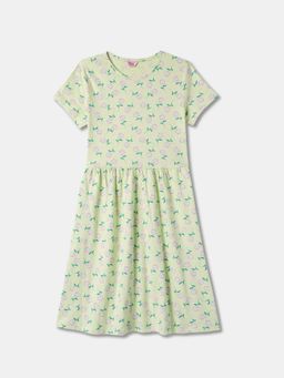R&B - Green Floral Knee Length Dress