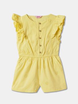 R&B - Yellow Self Design Jumpsuits Jumpsuit