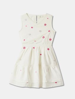 R&B - Ivory Embroidered Knee Length Dress