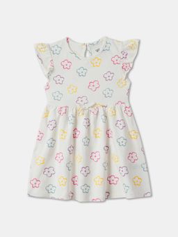 R&B - Off White Floral Baby Dresses and Frocks Dress