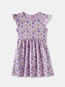 R&B - Purple Printed Knee Length Dress