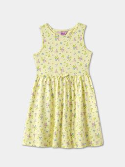 R&B - Yellow Floral Knee Length Dress