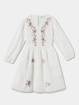 R&B - White Floral Midi Dresses Dress