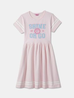 R&B - Pink Typography Knee Length Dress
