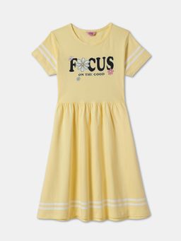 R&B - Yellow Printed Knee Length Dress