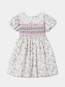 R&B - Ivory Floral Knee Length Dress