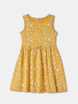 R&B - Yellow Floral Knee Length Dress
