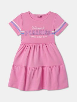 R&B - Pink Typography Knee Length Dress