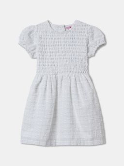 R&B - White Textured Baby Dresses and Frocks Dress