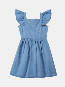 R&B - Blue Solid/Plain Knee Length Dress