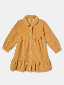 R&B - Mustard Textured Knee Length Dress