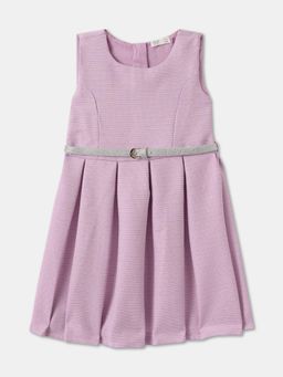 R&B - Purple Textured Knee Length Dress