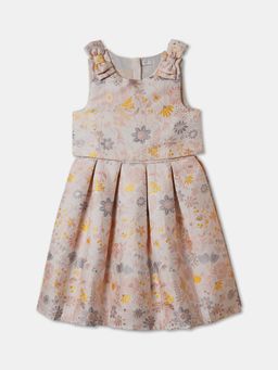 R&B - Beige Floral Knee Length Dress