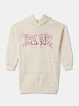 R&B - Beige Typography Knee Length Dress