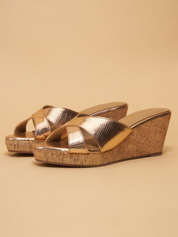ERIDANI - Acaciaa Criss-Cross Strap Wedges Rose Gold