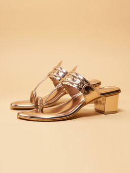 ERIDANI - Aliaa Kolhapuri Heels Rose Gold
