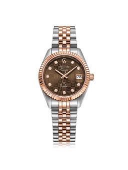 Alexandre Christie - AC 5014 LDB Classic Steel Sapphire Watch For Women - Brown Silver (M)
