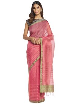 Fabindia - Magenta Jamdani Silk Sari
